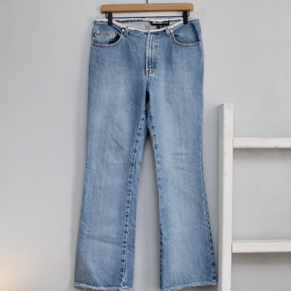 Express Vintage Y2K Light Blue Wash Distressed High-Rise Denim Jeans Size 8